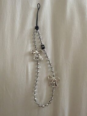 Casetify Silver Bow Beaded Phone Charm